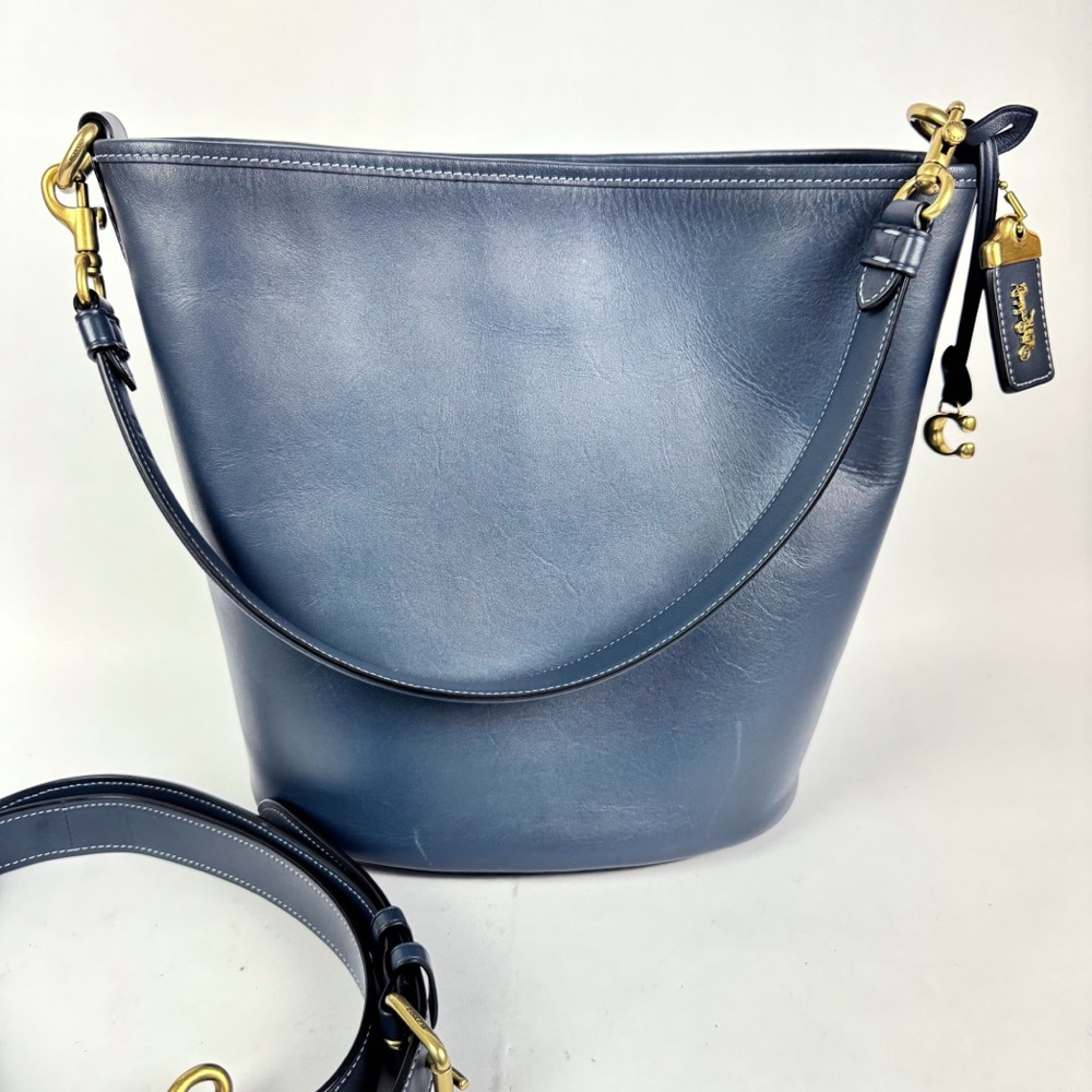 Coach Dakota Bucket Bag Shoulder and Crossbody Strap Blue Glovetanned Leather - Picture 7 of 7